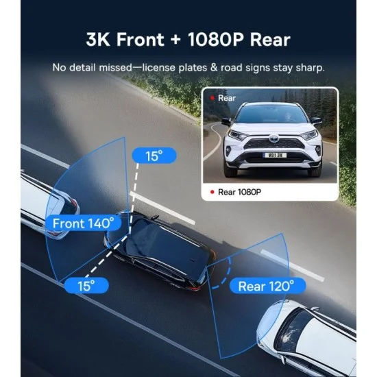 Baseus PrimeTrip VD1 Dash Cam 3K+1080p &ndash; Black